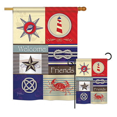 Ensemble de drapeaux de jardin en polyester 2 pièces Westford Collage Nautical Impressions