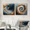 Abstrait bleu et or en spirale «Prosperity I» - Art mural abstrait en spirale - Art mural moderne sur toile 2 pièces