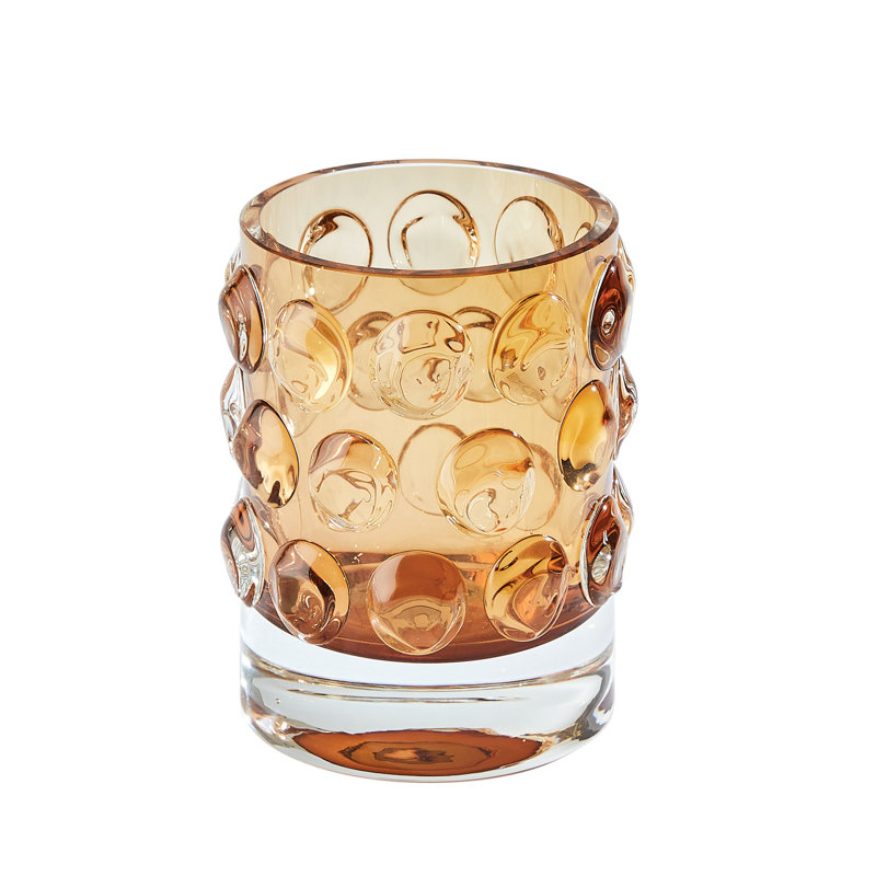 Thousand Eye Vase-Amber-Sm, 5.5" H x 4.25" W x 4.25 D