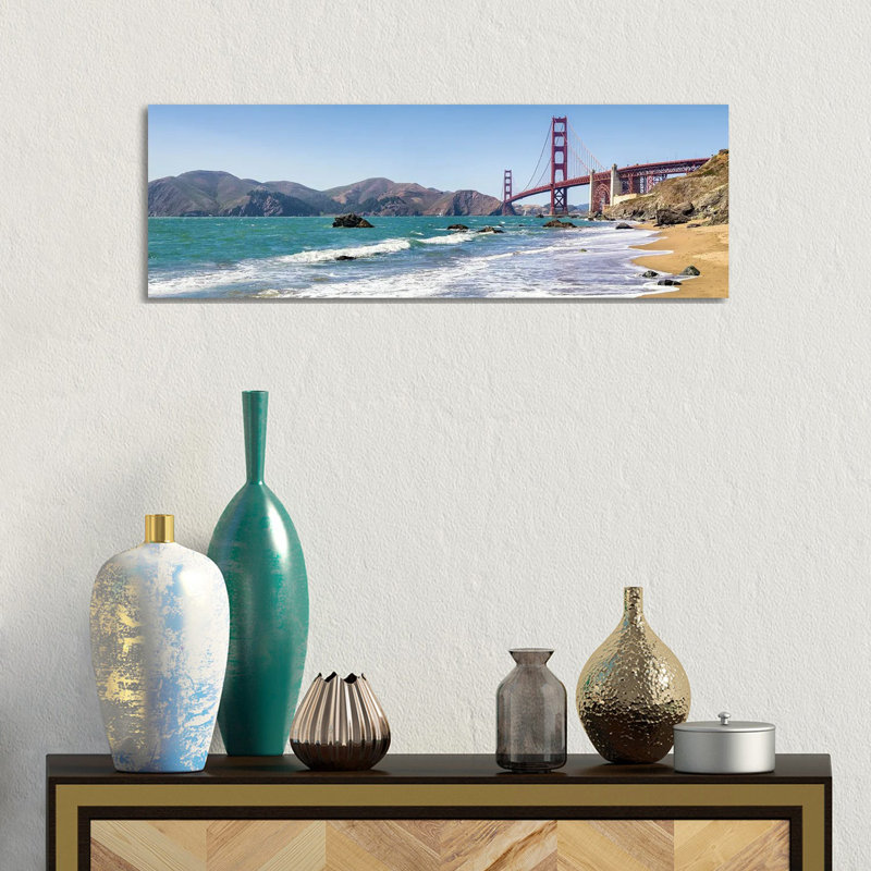 Golden Gate Bridge Seen From Marshall Beach, San Francisco, California, USA by Jan Becke - Wrapped Canvas Panoramic Print