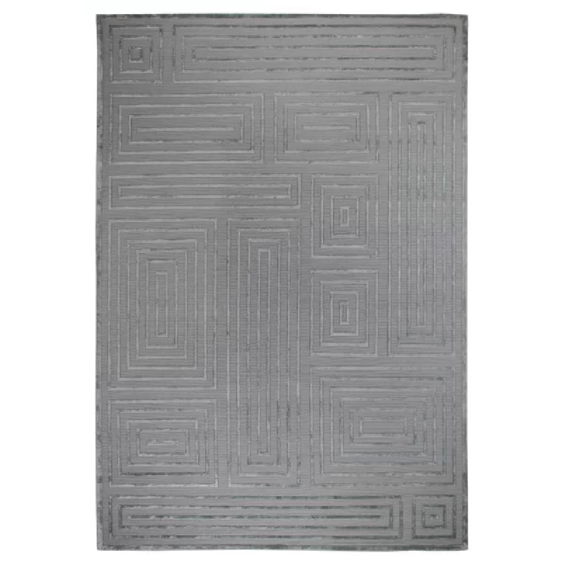 Metro-Velvet Geometric Area Rug in Blue, Rectangle 9' x 12'