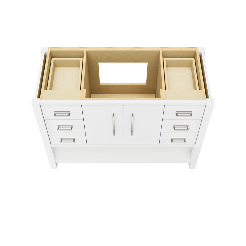 Kiawah Single Extra Wide Bath Vanity, Pure White, Polished Chrome, 48"