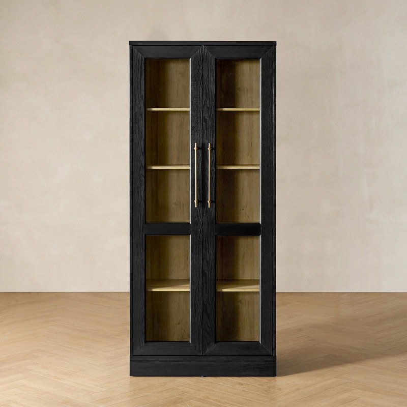 Latitude Run® Mahfuza Angled Tall Display Cabinet, Black