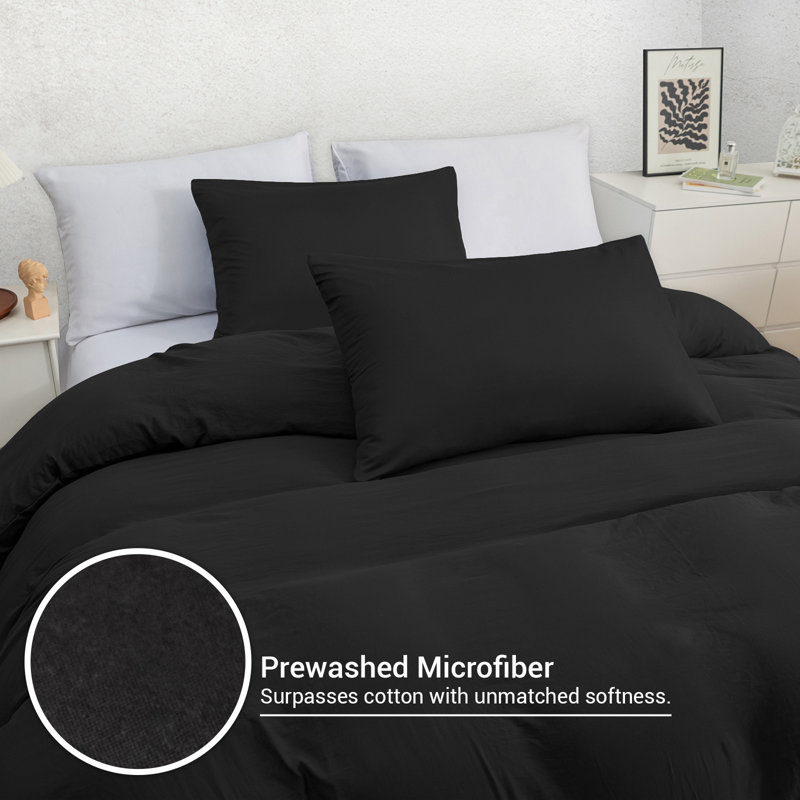 Microfiber Solid Colour Duvet Cover Set with Pillow Shams Included, Single Duvet Cover Set + 2 Additional Pieces