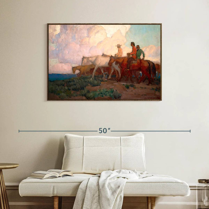 Range Riders de Navajo, Cadre flottant noyer, 40 po x 27 po