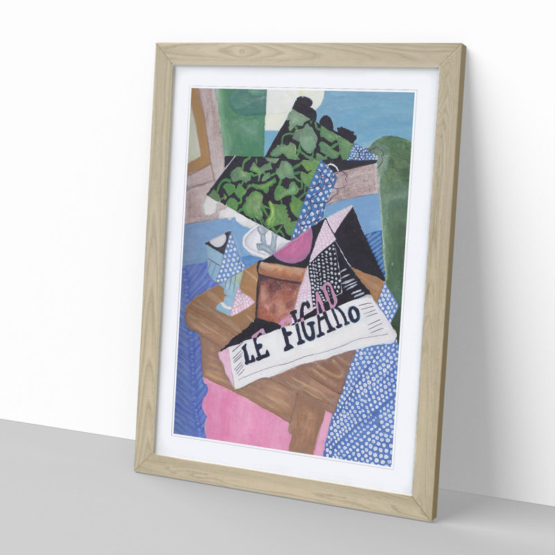 Le Figaro by Juan Gris - Picture Frame Painting, Oak Framed, 48cm H x 36cm W x 2cm D