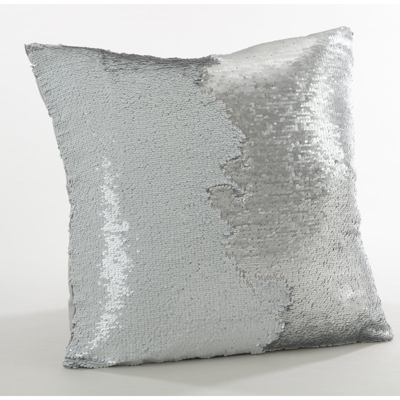 Sirun Sequin Mermaid Throw Pillow, Silver