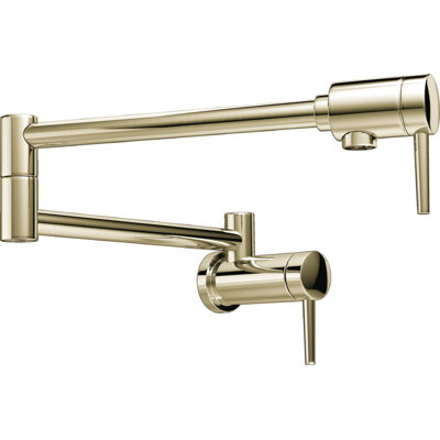 Modern Polished Nickel Pot Filler Kitchen Faucet, Wall Mount Kitchen Faucet, Polished Nickel
