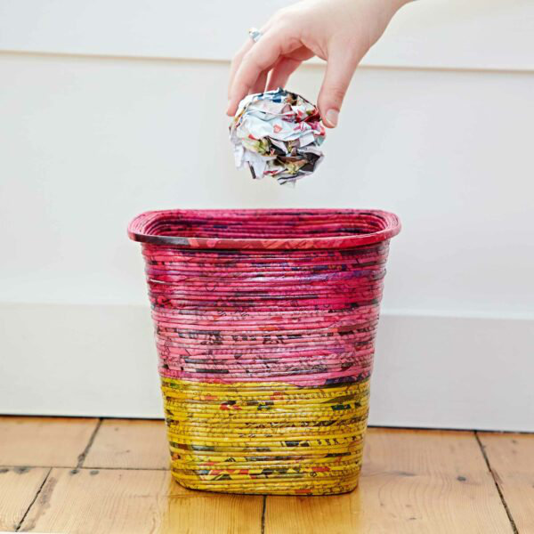 Paper High Decorative Basket, Red/Pink/Yellow