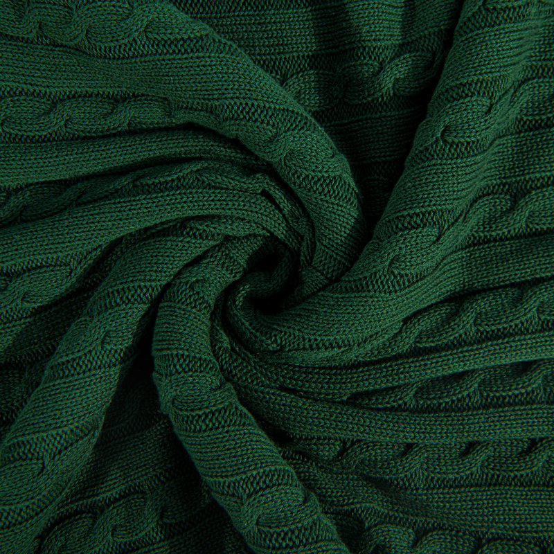 Jeté tricoté, jeté 100% pur coton, lavable à la machine, confortable - NTBAY, Vert foncé, L 67 po x l 51 po 