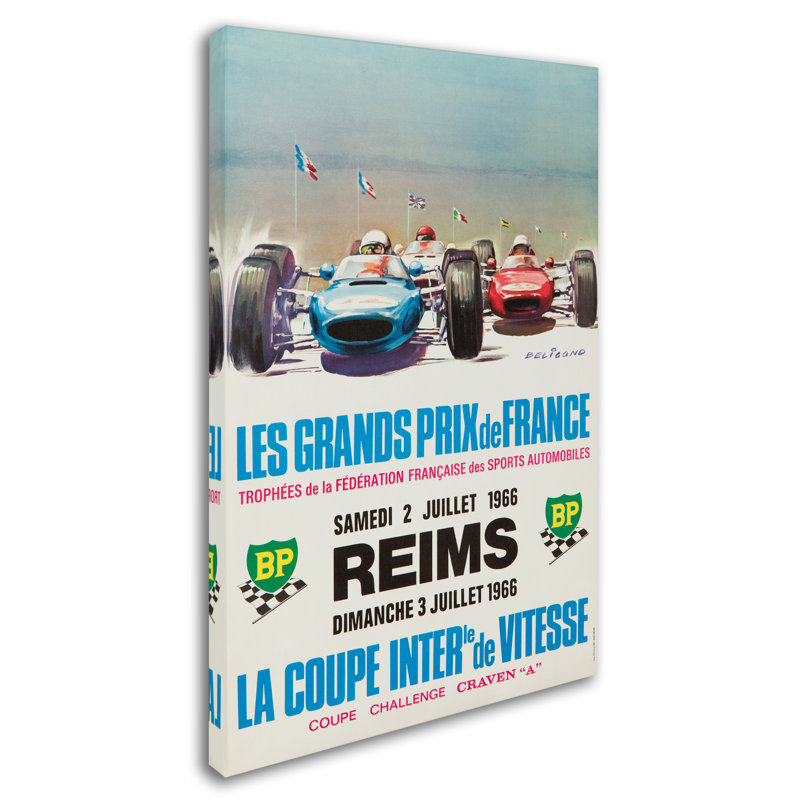 « course 3 », publicité rétro sur toile tendue, H 47 po x l 30 po x P 2 po