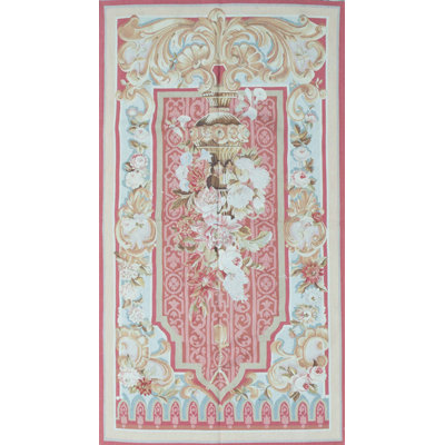 Hand-Knotted High-Quality Pink and Blue Runner