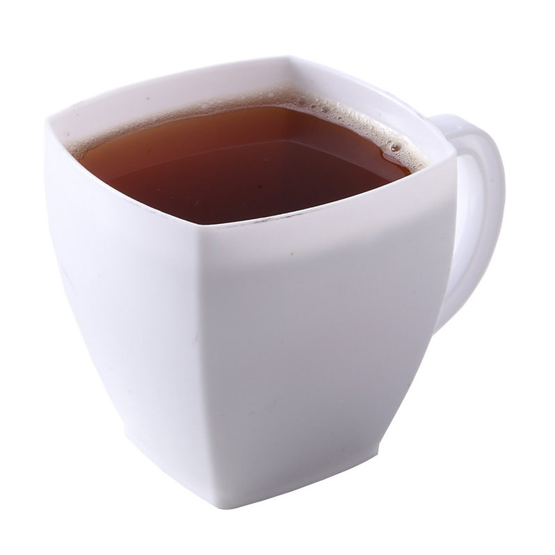 Articles de restaurant - 5 tasses à espresso carrées, 100 tasses à café en plastique jetables - plastique PS, avec poignées, tasse à dessert blanche, pour les événements de restauration, les fêtes, les mariages et les cafés