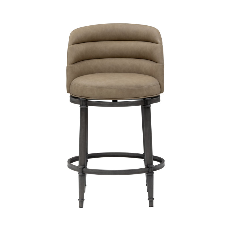 Tabouret de bar pivotant à hauteur de comptoir Eunice, Brun, Tabouret de comptoir (siège d'une hauteur de 26 p