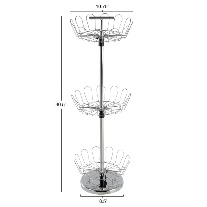 Three Tier Revolving Shoe Tree Orgainzer Rack With Chrome Finish