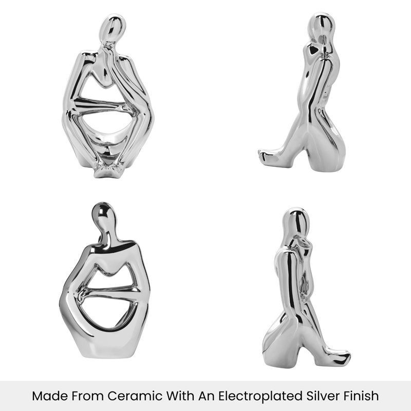 Sculpture moderne homme réfléchissant (argent réfléchissant), Argent argent