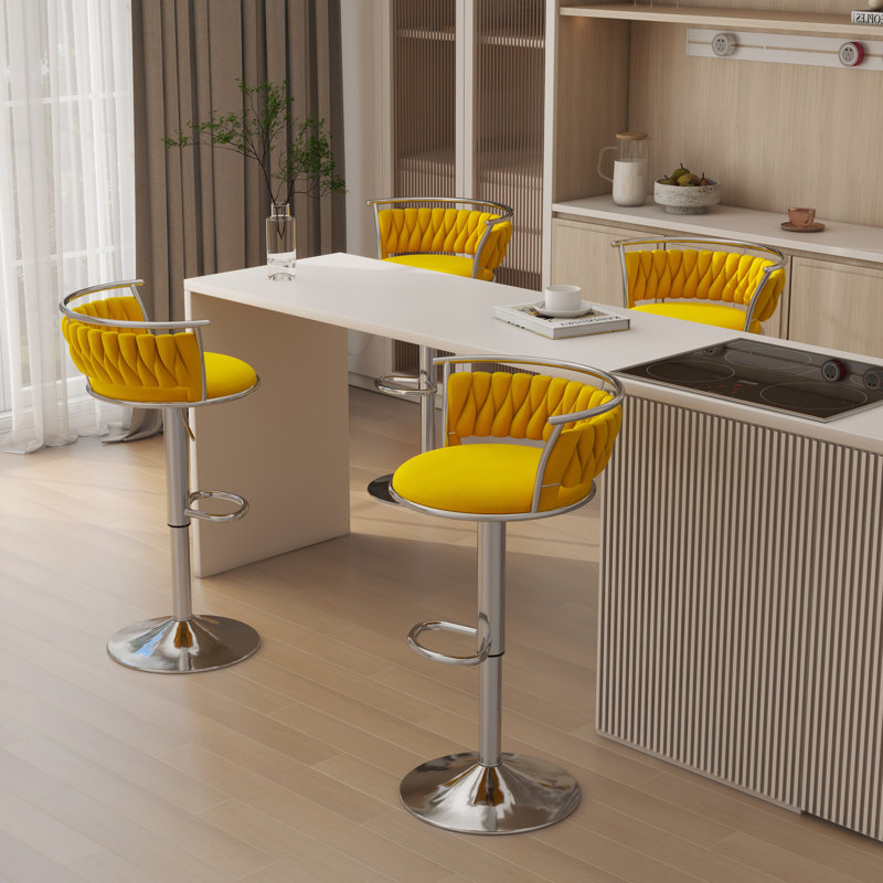 Tabouret de bar Christal, Argent, Jaune