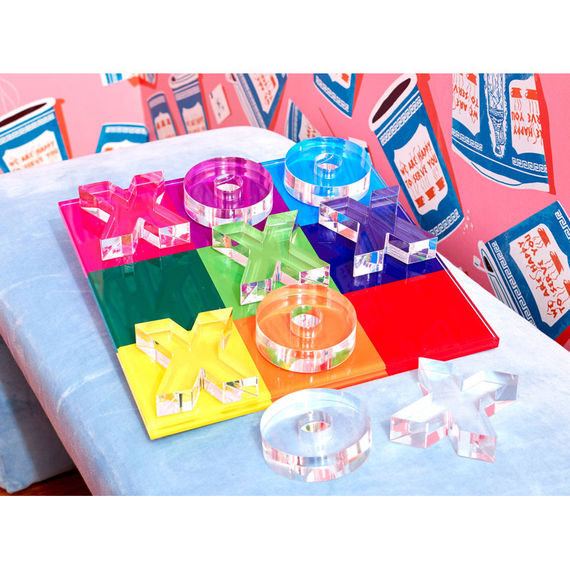 Tara Wilson Designs 2 Player Acrylic Tic Tac Toe, Blue/Green/Red