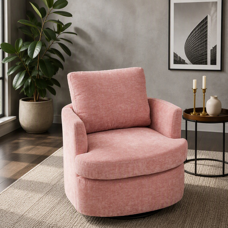 Chaise pivotante, Tissu rose