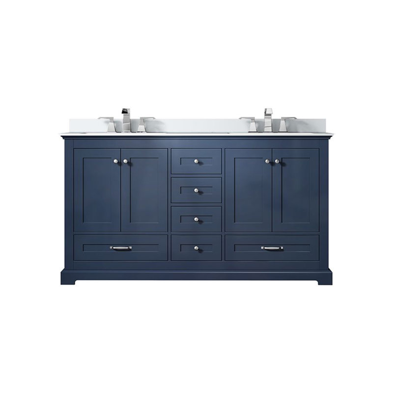 Meuble-lavabo double avec plateau en marbre de culture, Marine