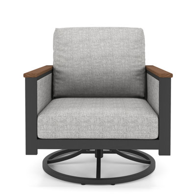 Townsend Metal Outdoor Swivel Rocking Chair with Sunbrella Cushion by Latitude Run