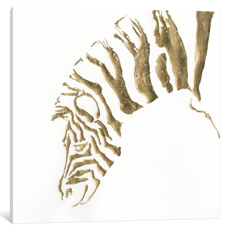 « gilded zèbre », impression sur toile, H 12 po x l 12 po x P 0,75 po, Toile tendue, Pas de tapis