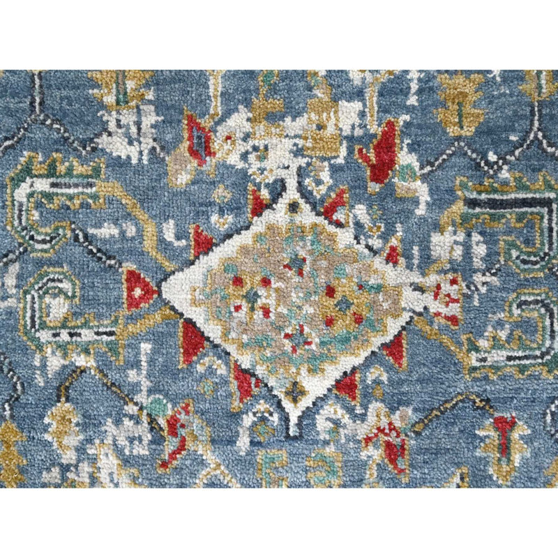 Tapis bleu nouvel âge en laine 3 pi 1 po x 5 pi Sylejman