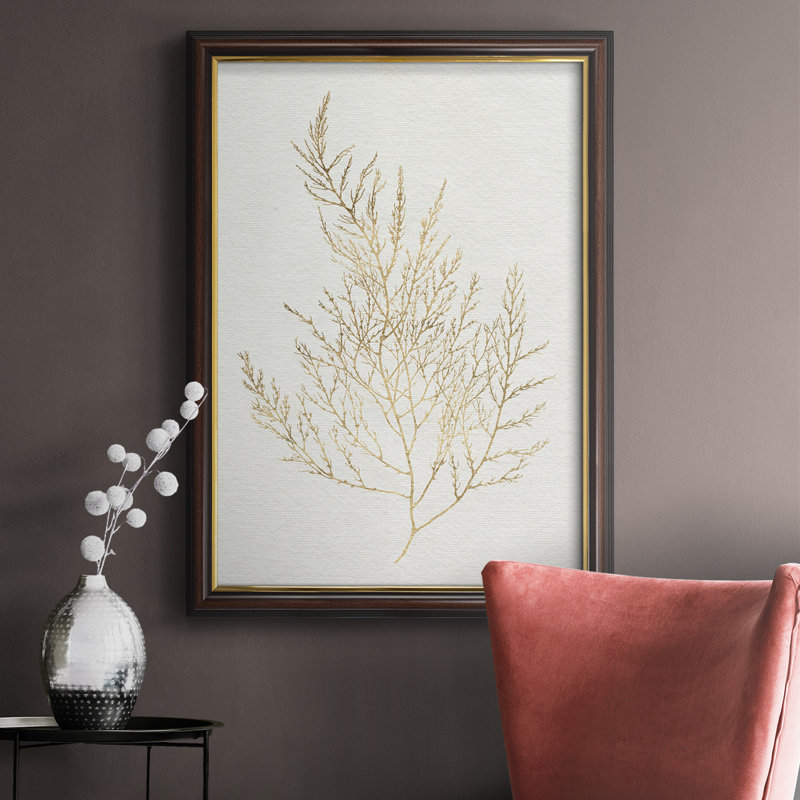 Gilded Algae II - peinture sur toile encadrée, H 20 po x l 16 po x P 2,5 po