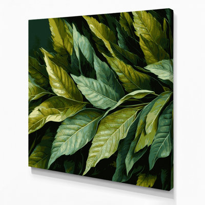 «Botanical Bay Leaves», art mural sur toile verte