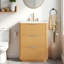 24 inch Modern Luxury Bathroom Vanity with Ceramic Sink, 3 Drawers, Vertical Grooved Texture Washbasin Unit