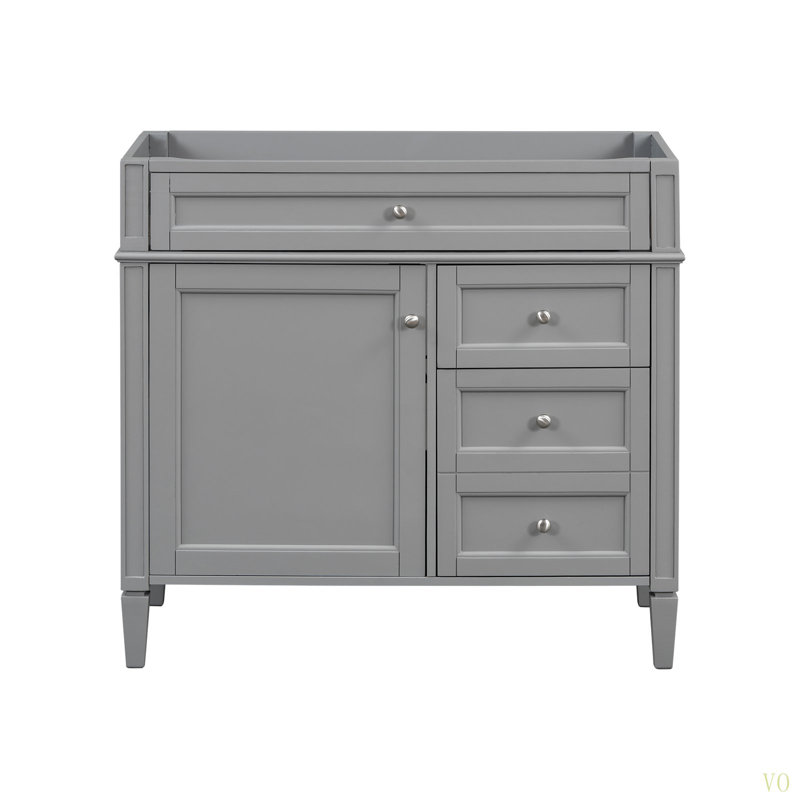 Meuble-lavabo de 36 po sans lavabo supérieur, armoire de rangement moderne avec 2 tiroirs et un tiroir basculant, structure en bois massif