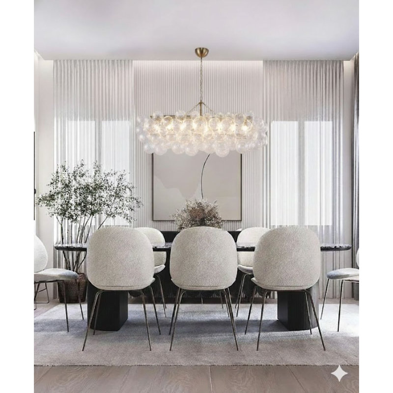 Lustre rectangulaire en verre 12 lumières Transitional