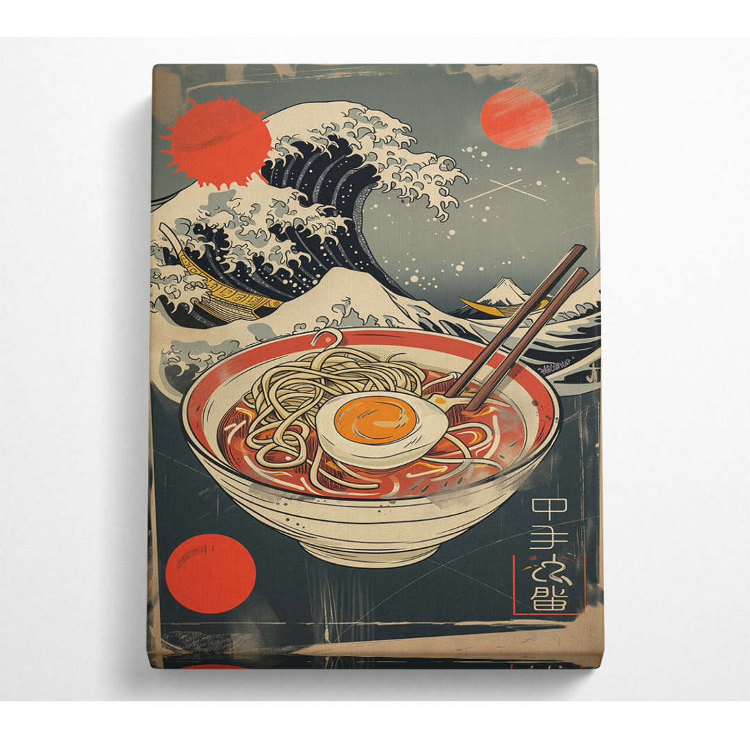 Ramen Egg Great Wave - Einzelner Bilderrahmen Kunstdrucke auf Leinwand