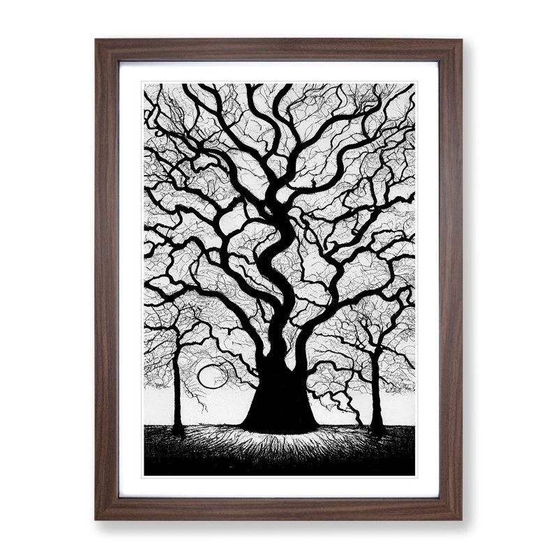 Monochrome Tree No.2 - Framed Print, 34cm H x 25cm W x 2cm D, Brown Framed