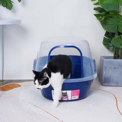 Covered Litter Box, Jumbo Hooded Cat Litter Box Holds Up To Two  Cats Simultaneously