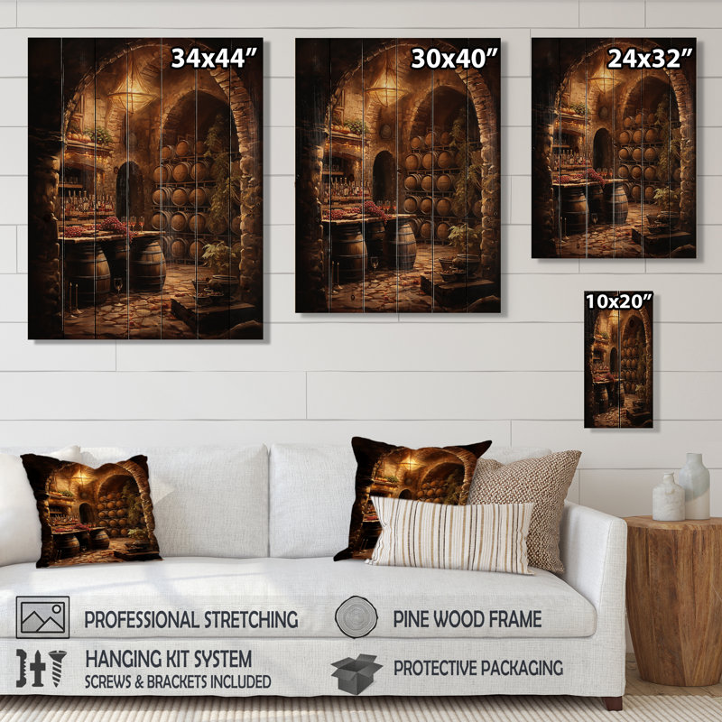 «Wine Cellar Harmony» sur impression sur bois, H 20 po x l 10 po x P 0,78 po