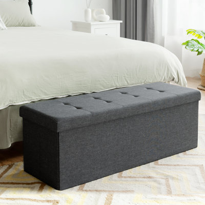 110x38x38cm Linen Upholstered Storage Bench