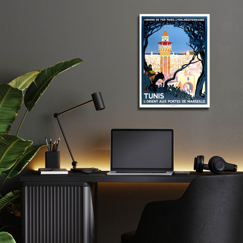 «Tunis» par Vintage Posters, art mural en verre acrylique, 12 po x 16 po