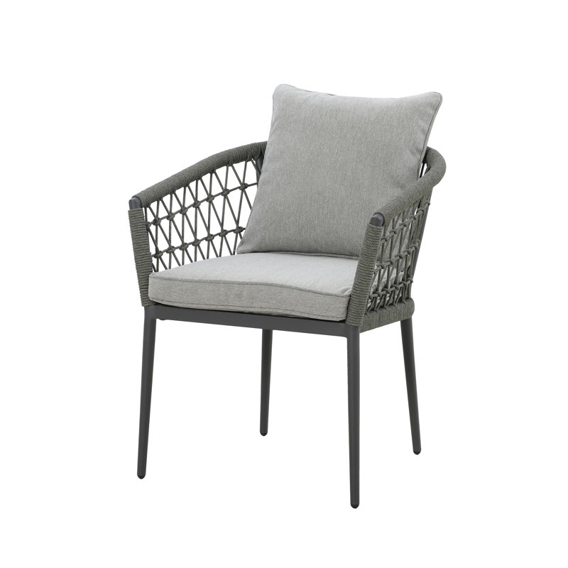 Anisul Patio Dining Side Chair with Cushion, Green