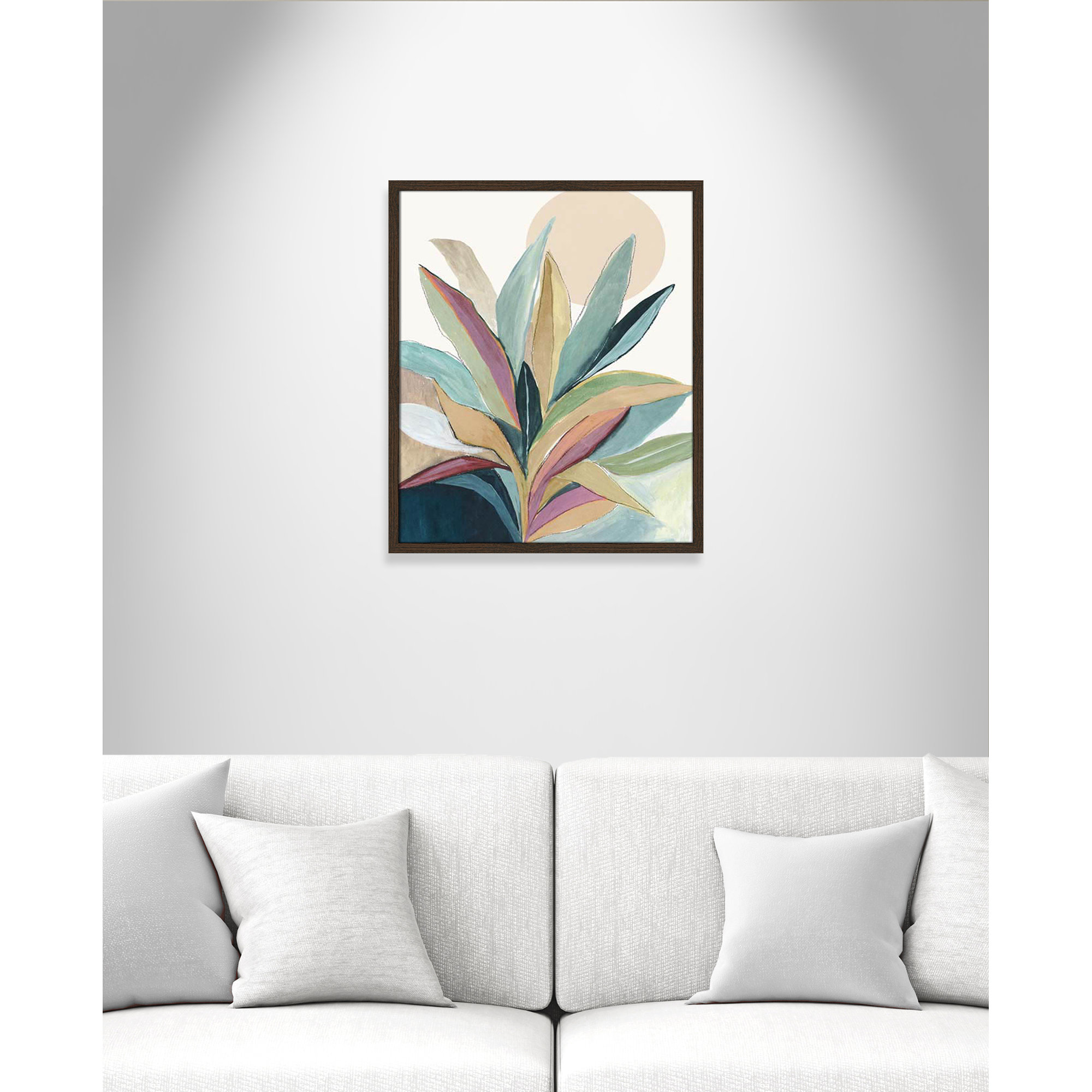 Sunny Bright Leaves I by Asia Jensen, 25.5" H x 21.5" W x 0.75" D, Walnut Slim Unmatted Picture Framed