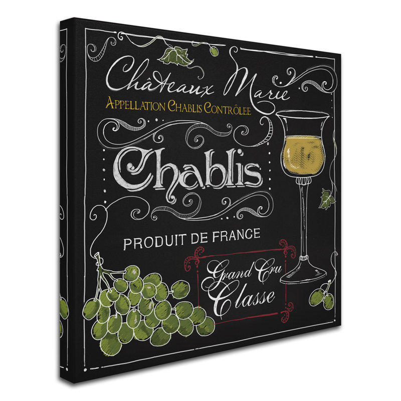 «Wine Chalkboard III», affiche vintage sur toile tendue, H 18 po x l 18 po