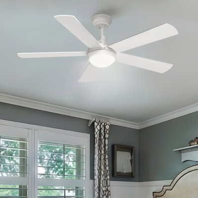 48" Smart Ceiling Fan with Light WiFi/APP/Voice/Remote, 5-Blade High Airflow 6-Speed 200 RPM, Quiet DC Motor