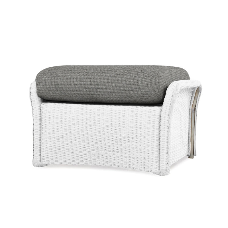 Weekend Retreat Outdoor Ottoman, White, Remy Cloud