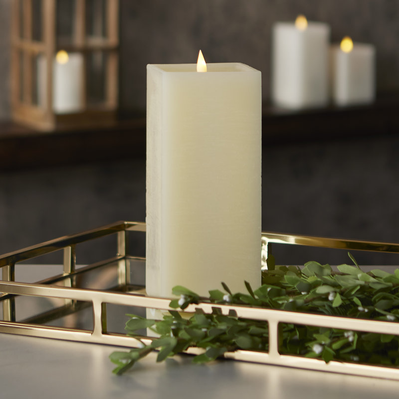 Bougie carrée classique sans flamme, 10 po x 4 po sans flamme, Ivoire ivoire