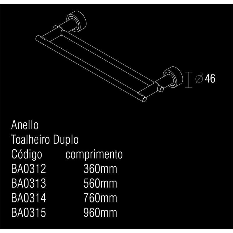 Anello 22 " Wall Towel Bar