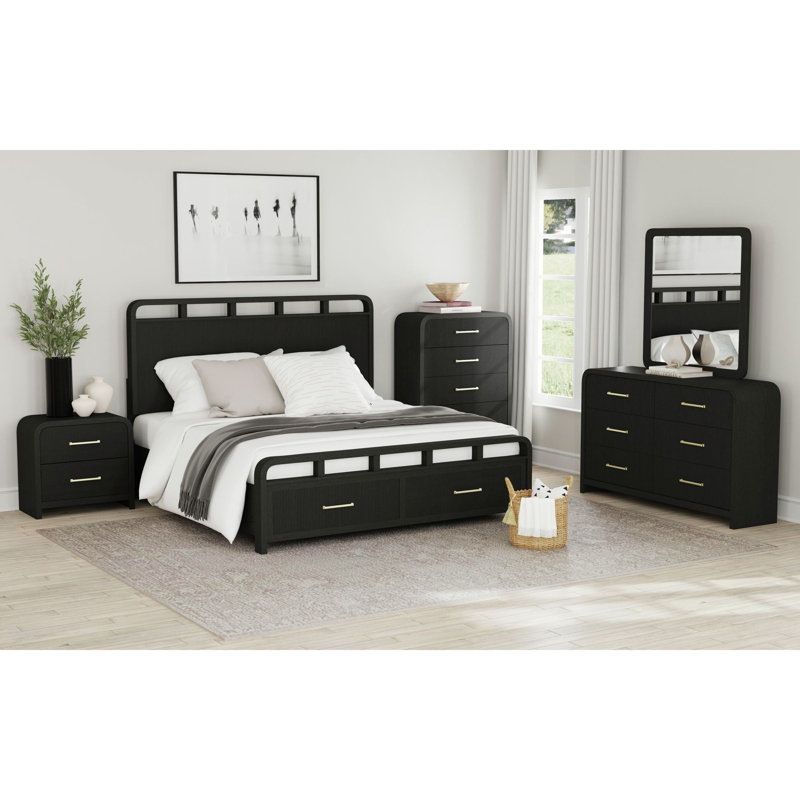 Ensemble de chambre à coucher avec rangement 5 pièces Busey, Double TG