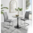 Elina White Marble Effect Melamine Round 80cm Dining Table And Chairs - 2 Faux Leather Dining Chairs