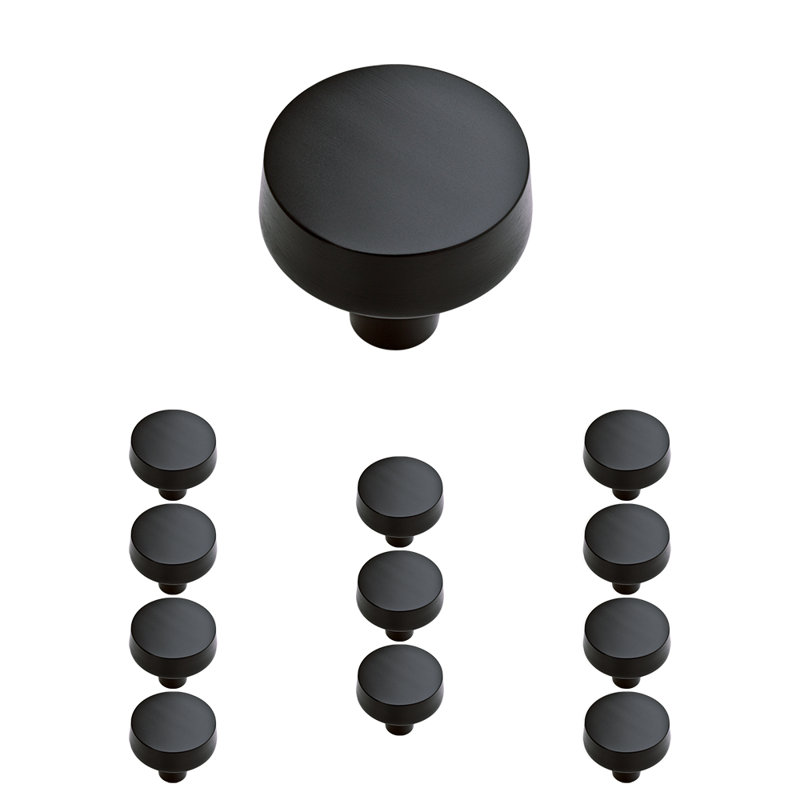 Soft Modern 1 3/8" Diameter Round Knob, Matte Black