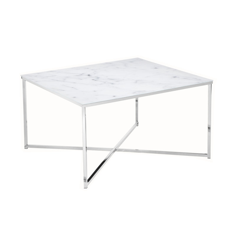 Aines Cross Legs Coffee Table, White, Chrome