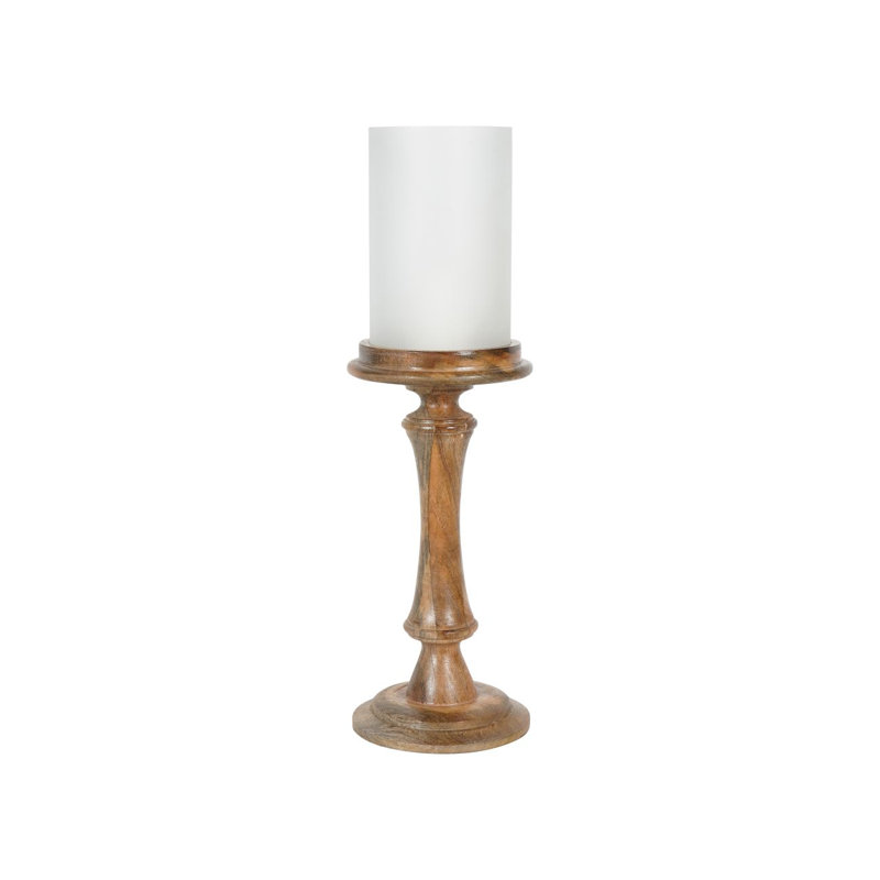Wood Tabletop Hurricane, 55 cm H x 16.5 cm W x 16.5 cm D